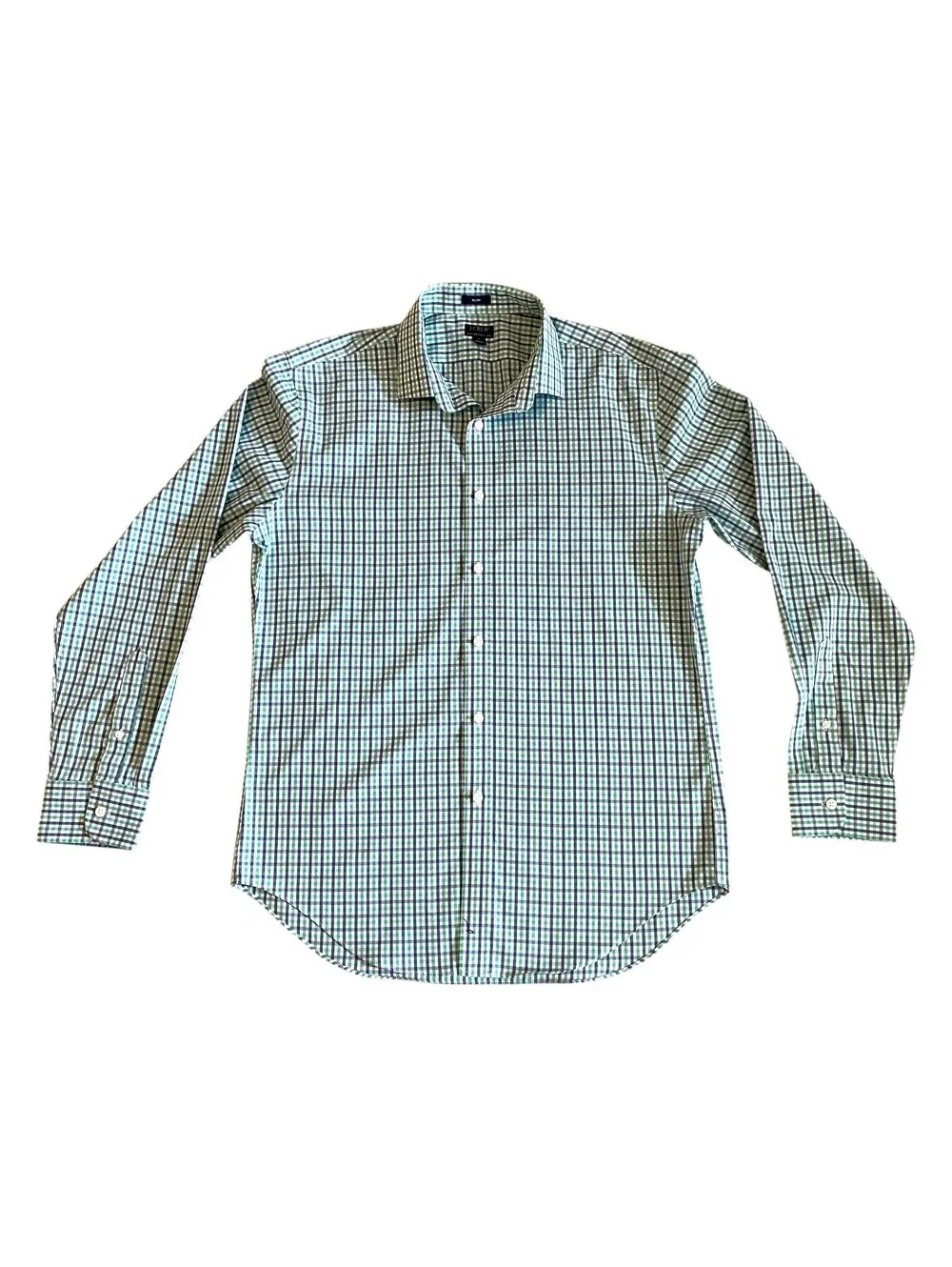 J.Crew Slim Fit Flex Plaid Dress Shirt Men's LG Blue & Green